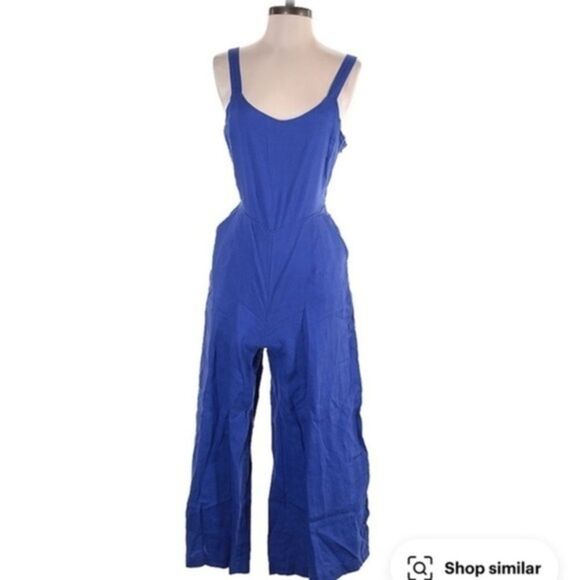 Cynthia Rowley blue 100% linen size 2 small with pockets - Picture 1 of 7